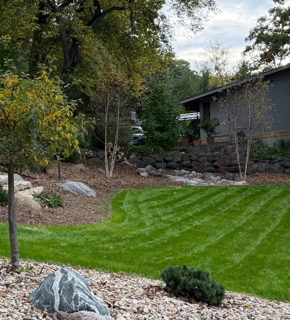 Gallery photos for Dry Creek Bed, Regrading, and Fresh Lawn Fix a Runoff Problem: Image #2